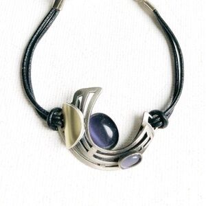 Christophe POLY Adjustable Leather/Black Cord Bracelet with Magnetic Cla…